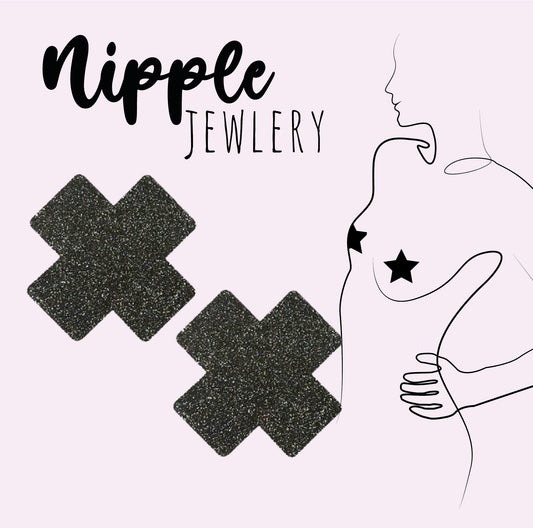Nipple jewelry - Black metallic glitter XFACTOR