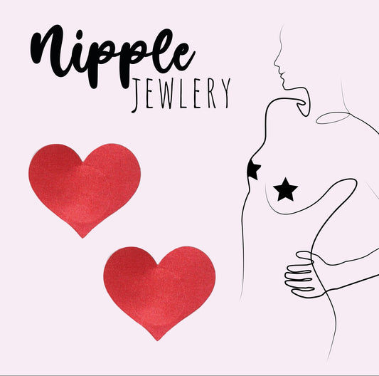 Nipple jewelry - satin red hart