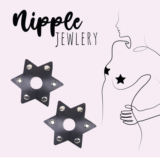 Nipple jewelry - faux leather stud star