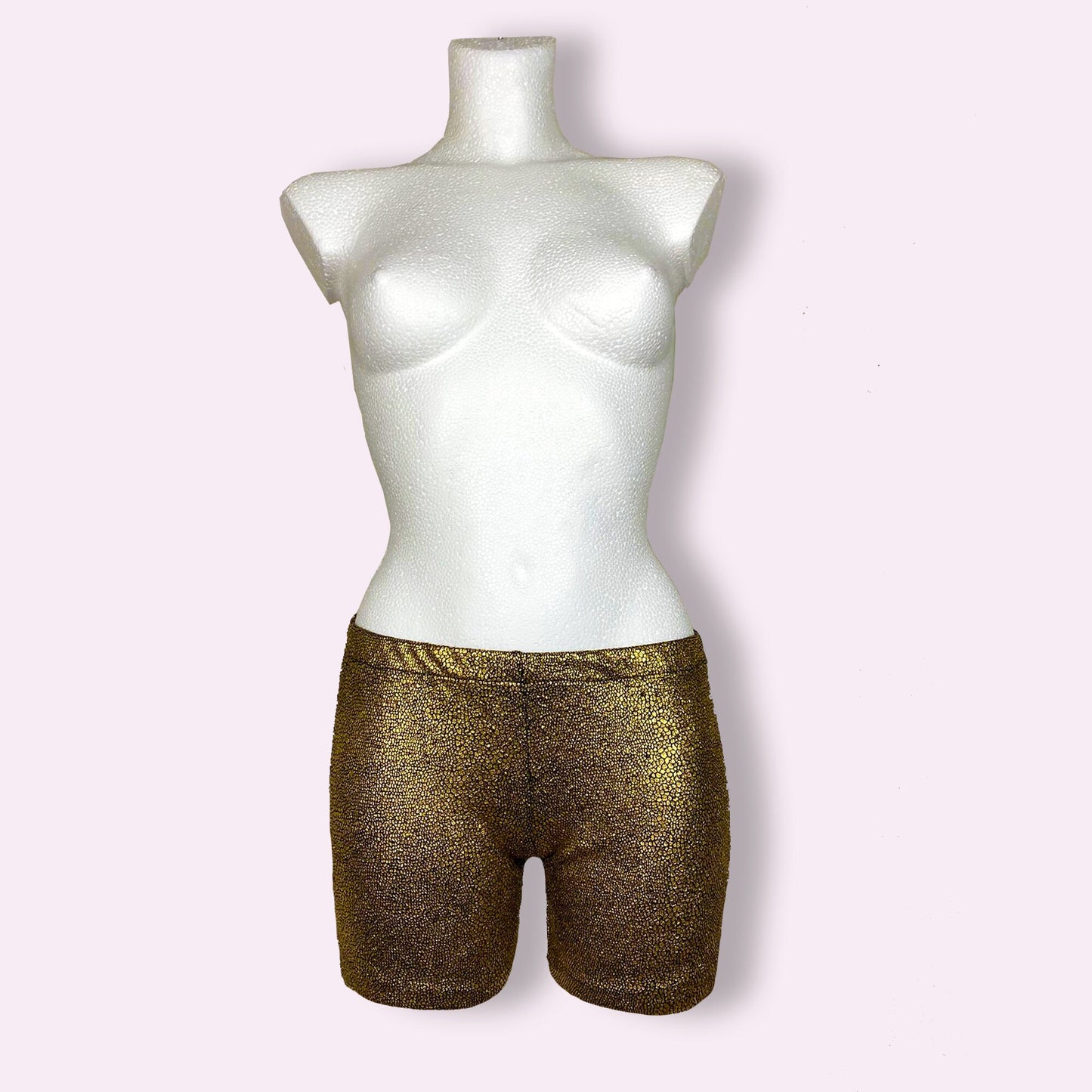Gold metallic rave shorts