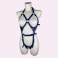 Faux leather blue full body harness, sexy look, fetish, bondage, kink 