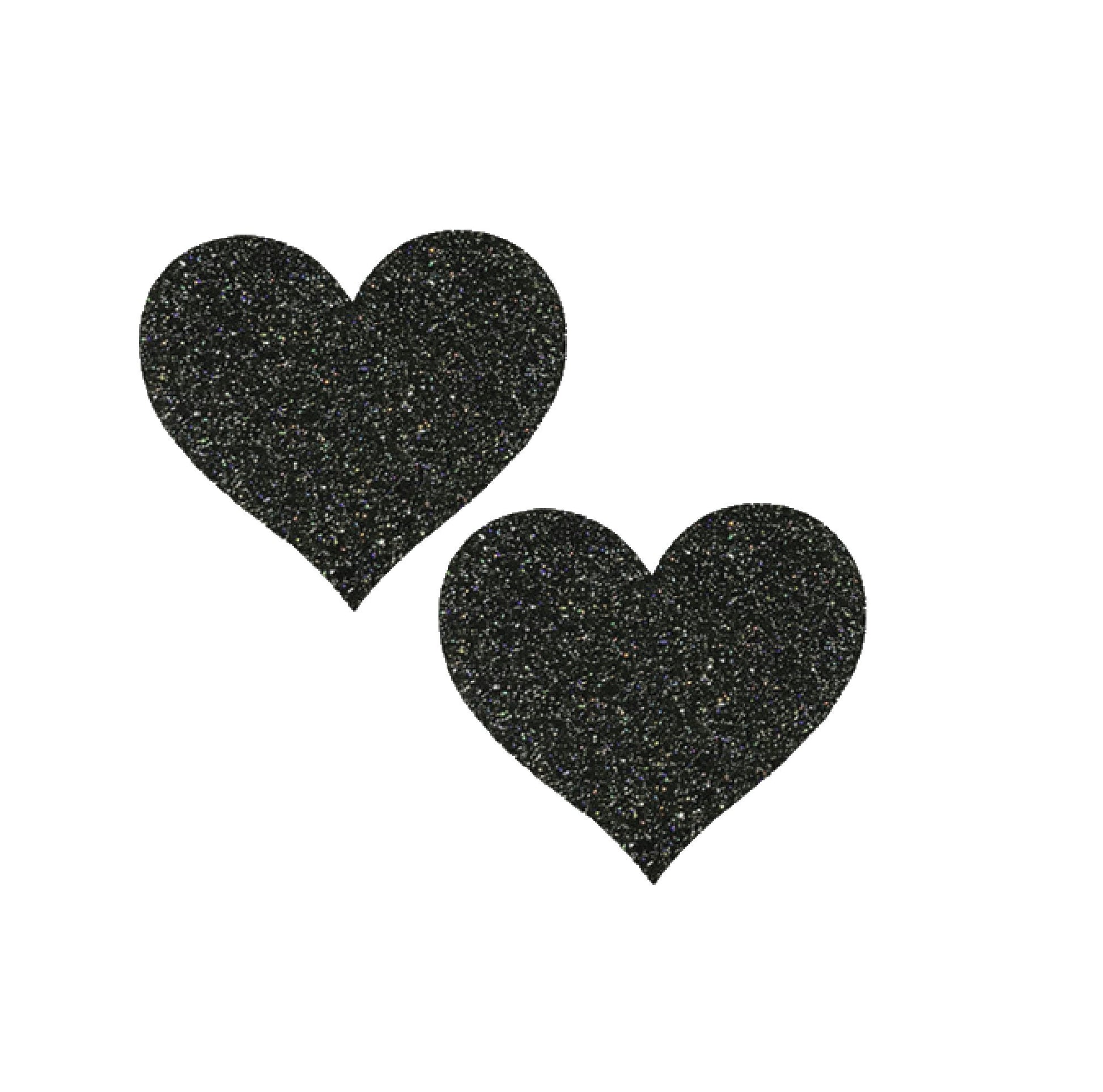 Black heart metallic glitter nipple sticker