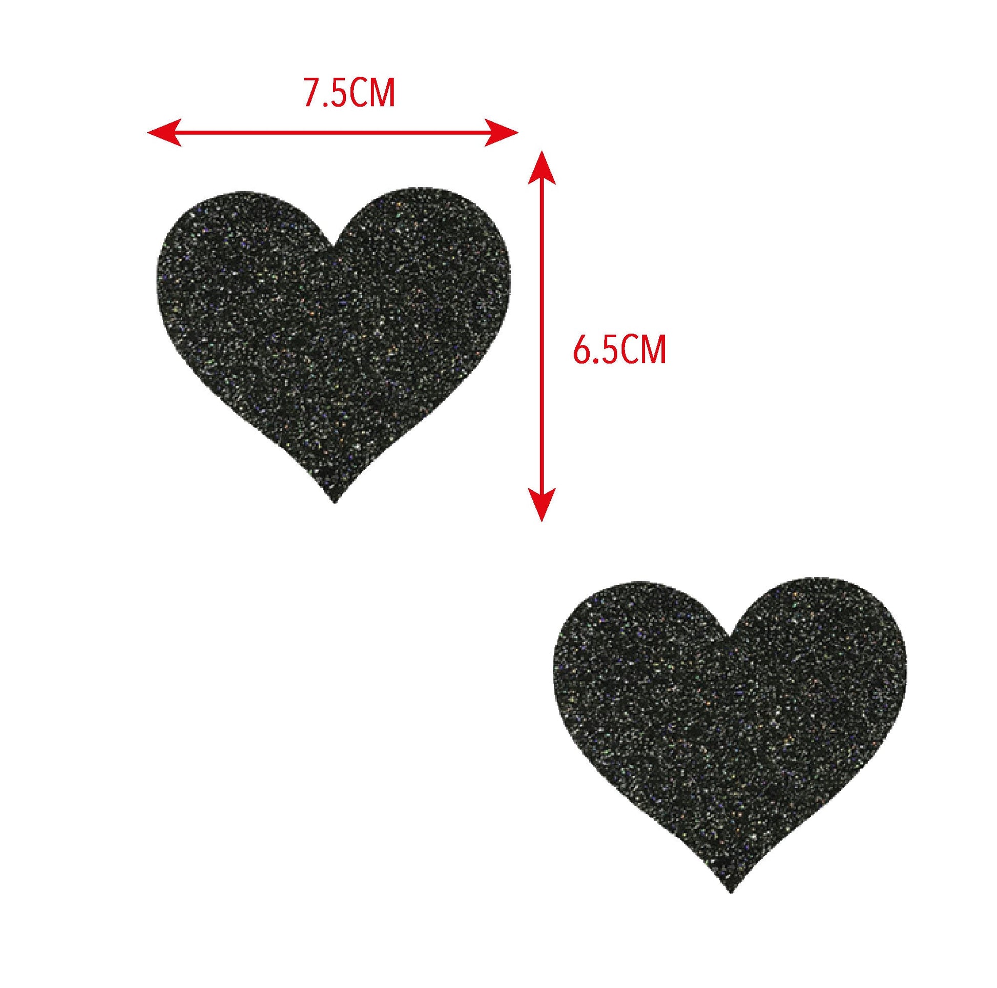 Black heart metallic glitter nipple sticker