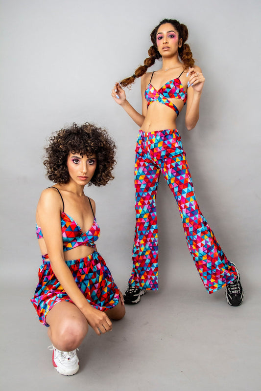 Geometric print rave pants