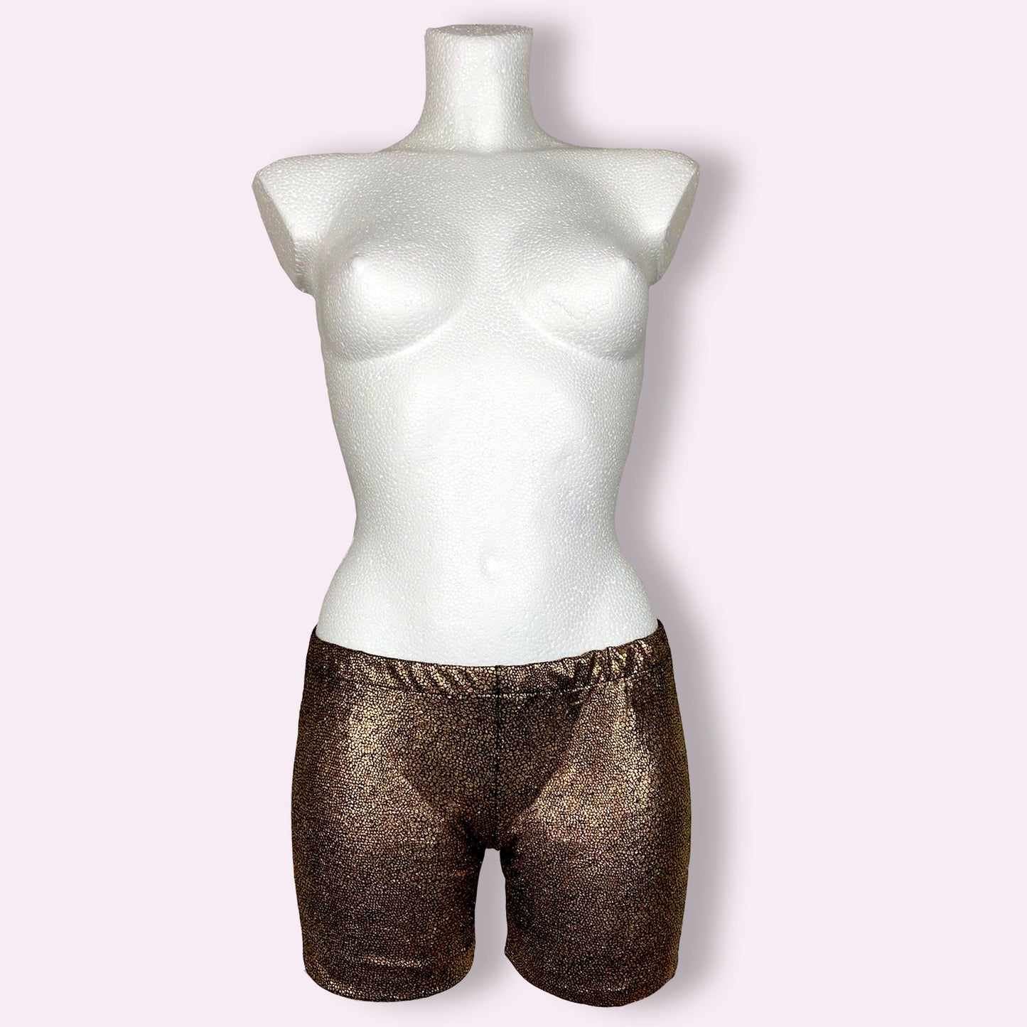 Rose gold metallic rave shorts