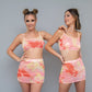 Pink tie dye mesh skirt rave set