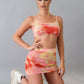 Pink tie dye mesh skirt rave set