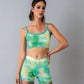 Green tie dye mesh shorts rave set
