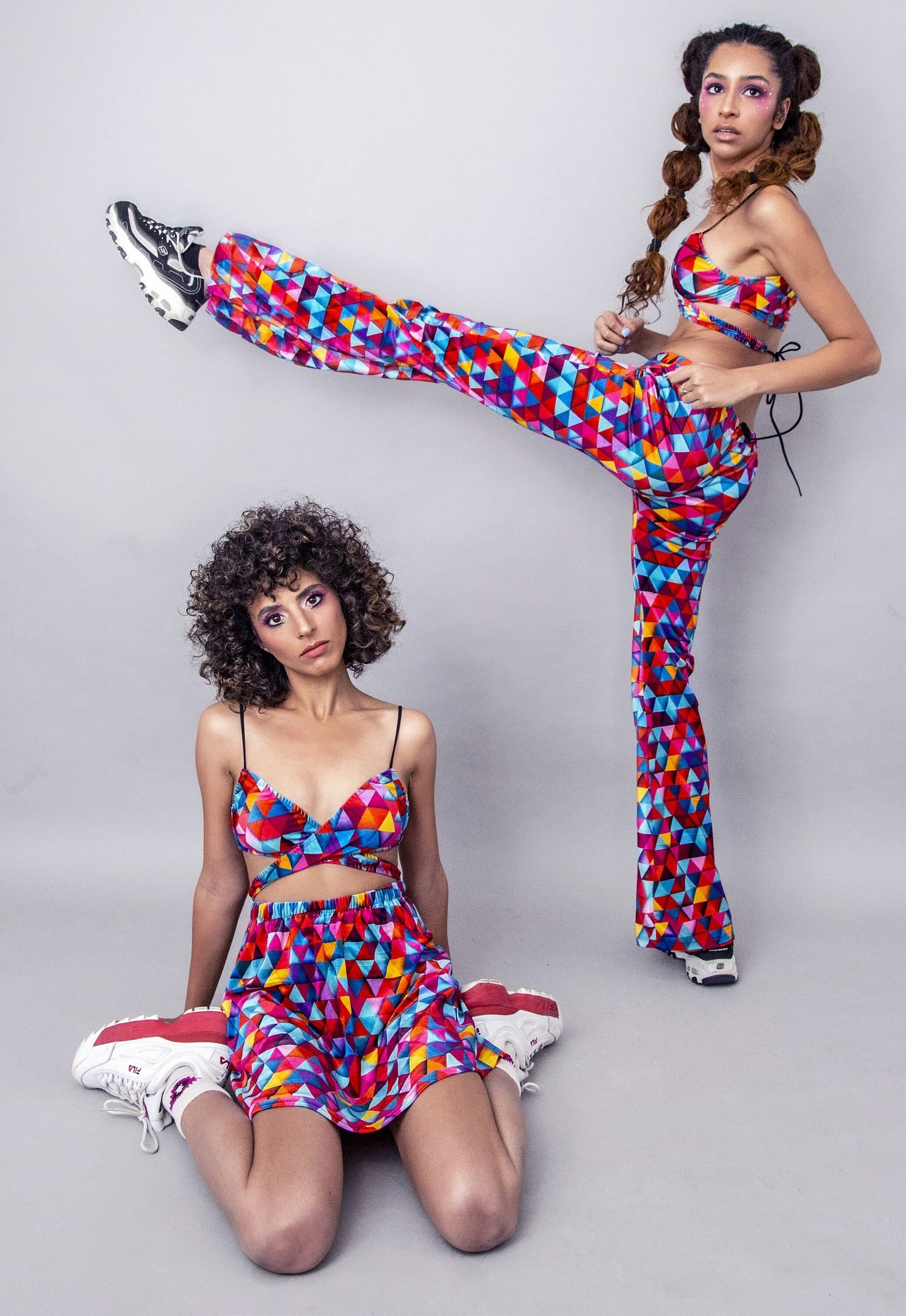 Geometric print rave pants