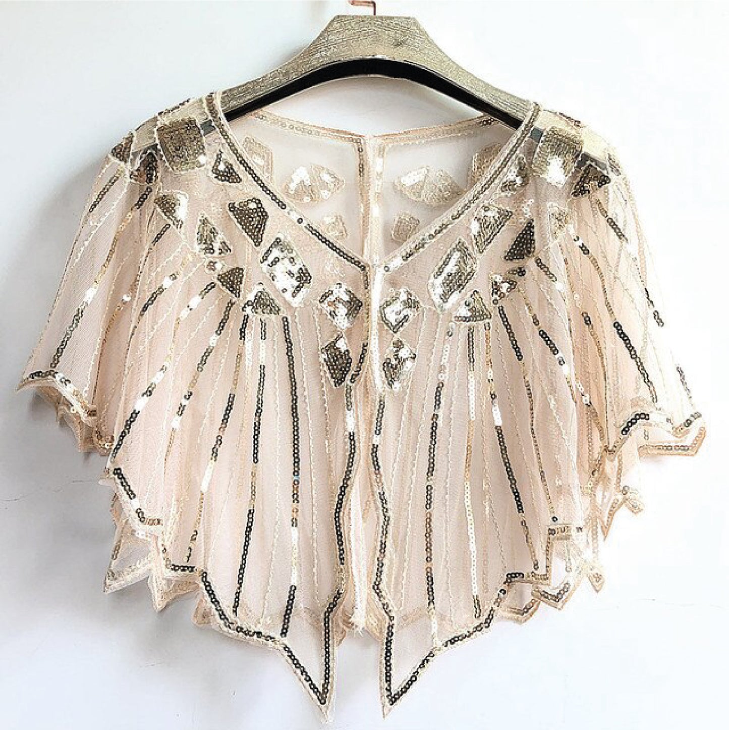 peach vintage look embroidered cape