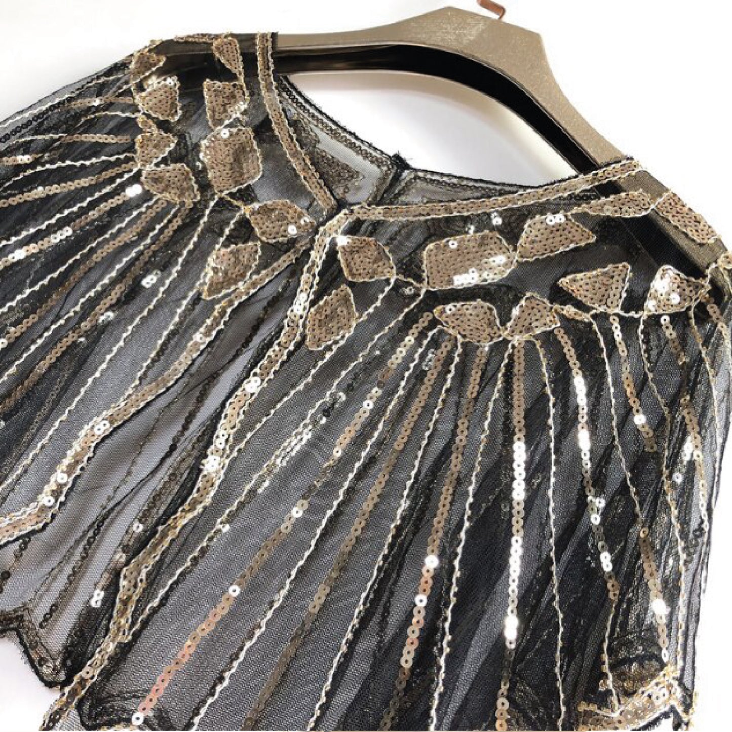Gold vintage look embroidered cape