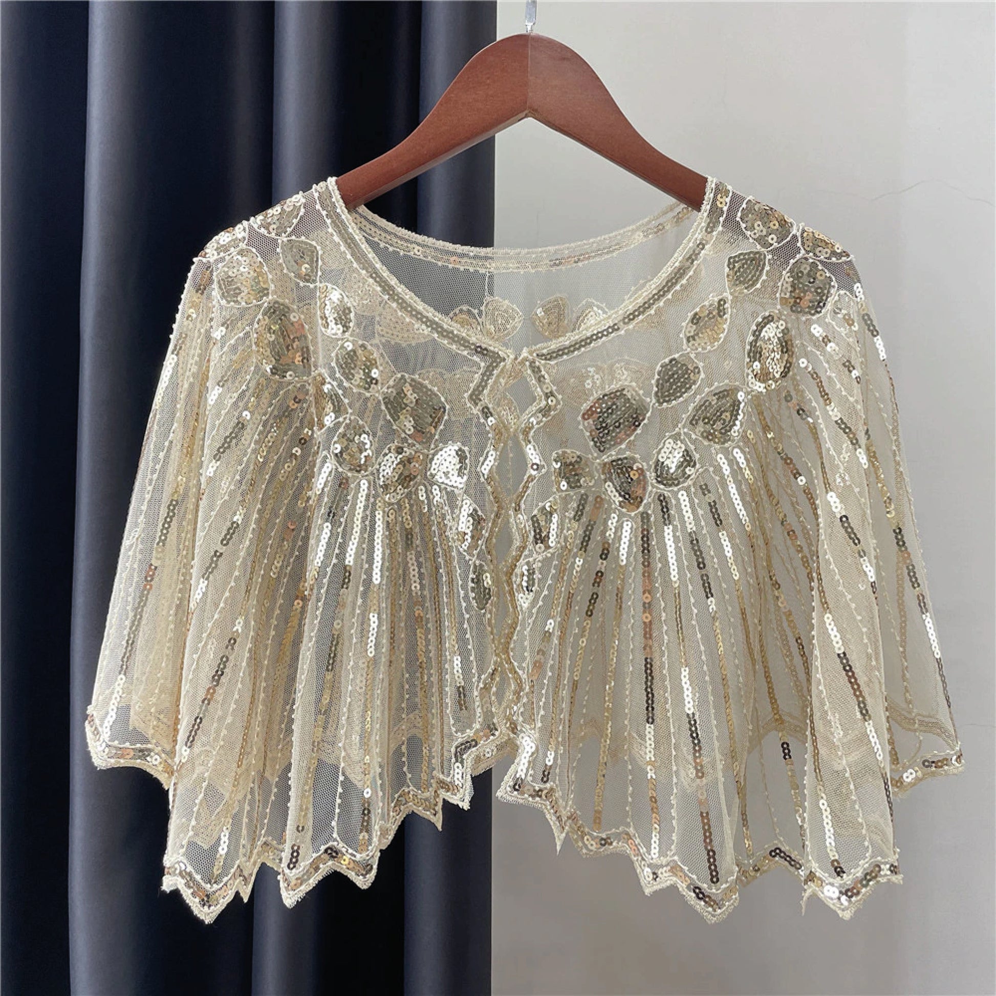 beige vintage look embroidered cape